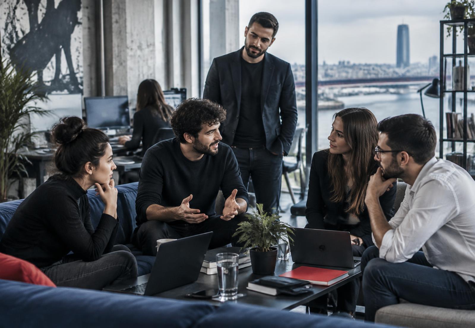 A group of founders and operators in active conversation